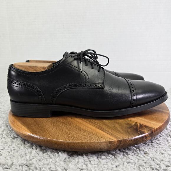 Cole Haan Jefferson Grand Os Black Cap Toe Brogue Oxford Dress Shoe Mens 10.5 M - Picture 3 of 13
